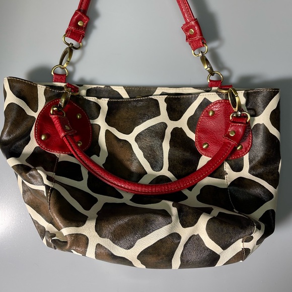 Handbags - Some Sort of Giraffe Affair with Red Straps for Some Reason
